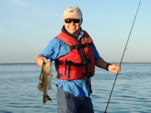 Kevin caught the first bass to get us started. 