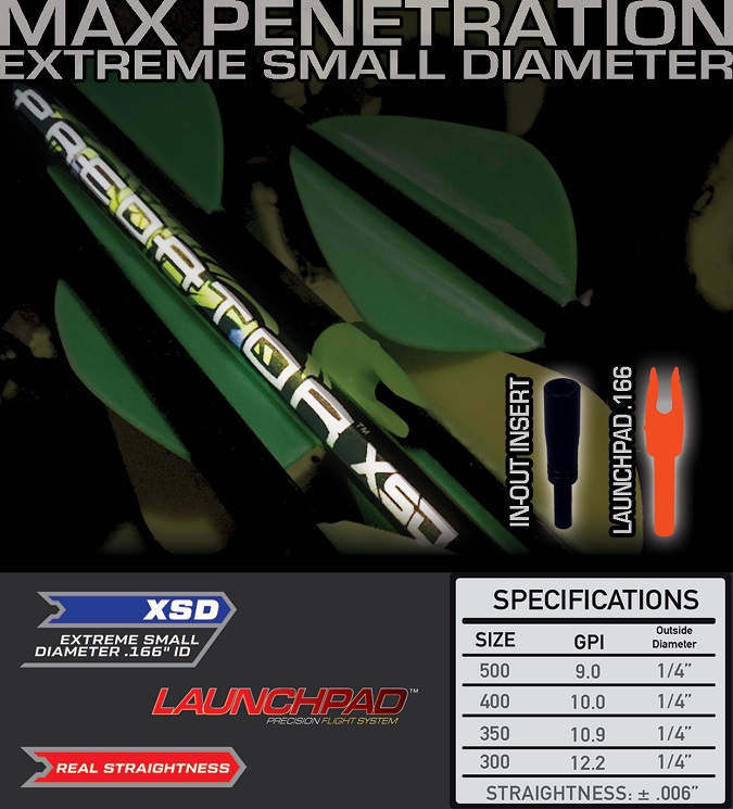 Become the Dominant Predator with the new PredatorTM XSD arrow from Carbon Express