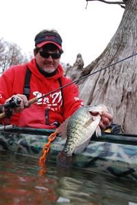 Crappie pro Ronnie Capps loves his kayak for putting into tight areas where other boats can’t reach.